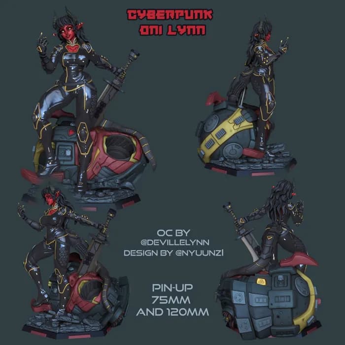 STL - ronin arts workshop pinup cyber lynn render 3