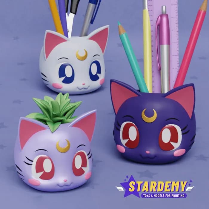STL - sailor moon luna artemis diana planters render 1