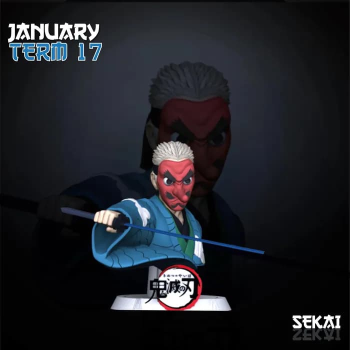 STL - sakonji urokodaki sculpture sekai 3d models 18 cm 15 parts render 2