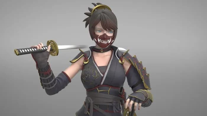STL - samurai girl render 2