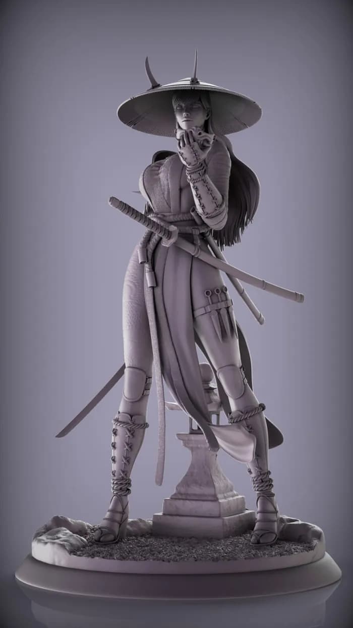 STL - samurai woman render 2