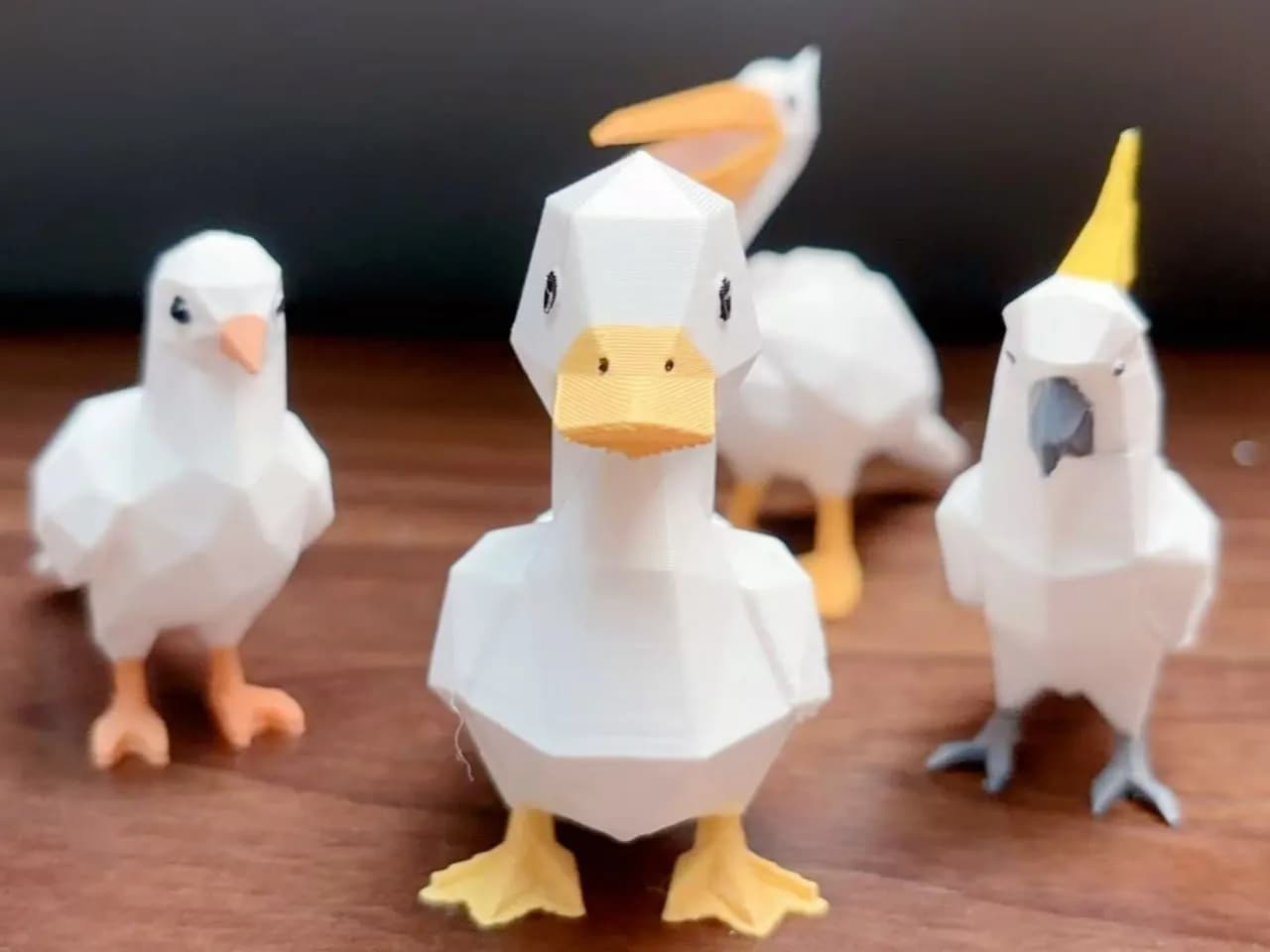 STL - Set de Figuras de Pájaros Poligonales render 1