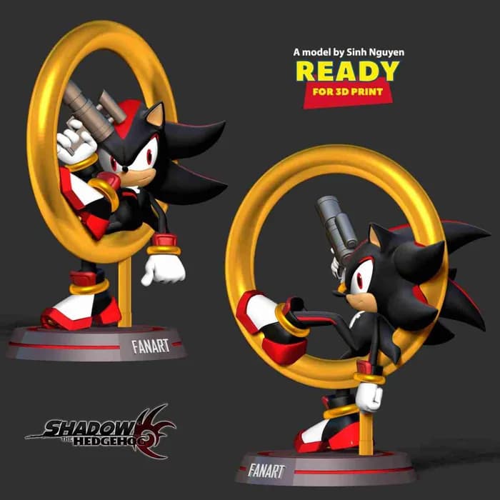 STL - shadow sonic the hedgehog 2 fanart render 4