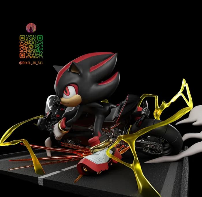 STL - Shadow the Hedgehog en Motocicleta render 2