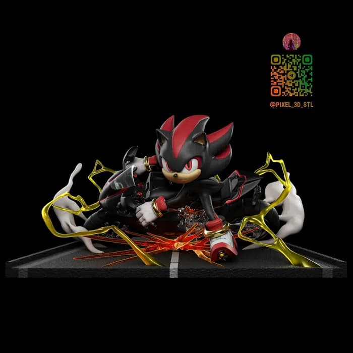 STL - Shadow the Hedgehog en Motocicleta render 3