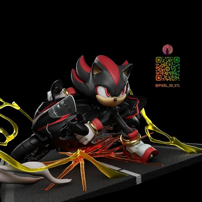 STL - Shadow the Hedgehog en Motocicleta render 4