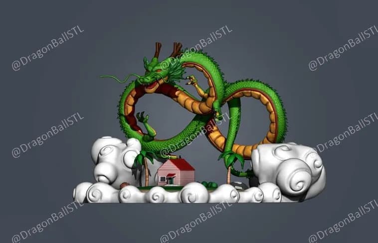 STL - Shenlong con Casa del Maestro Karin render 1
