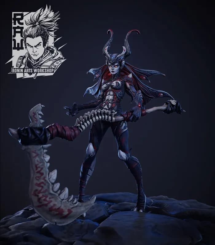 STL - siraj the herald of light moth woman monster render 4