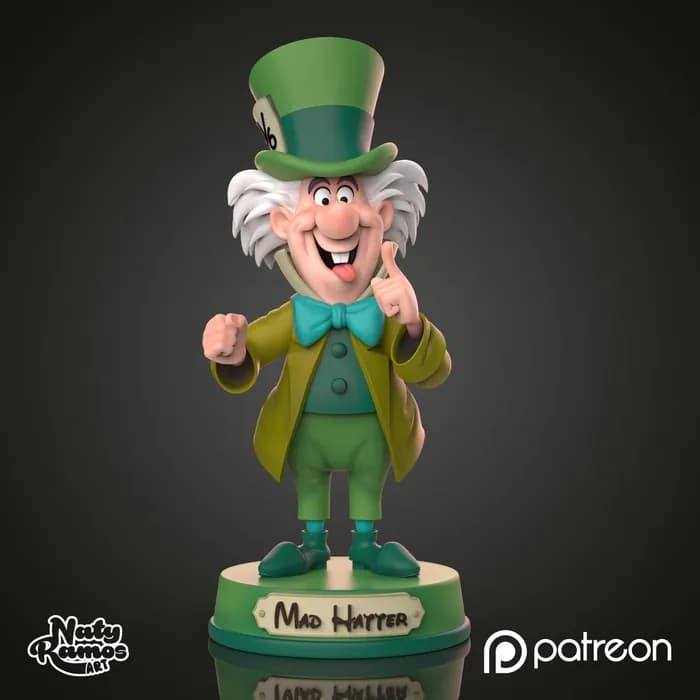 STL - Sombrerero Loco de Alicia en el País de las Maravillas render 3