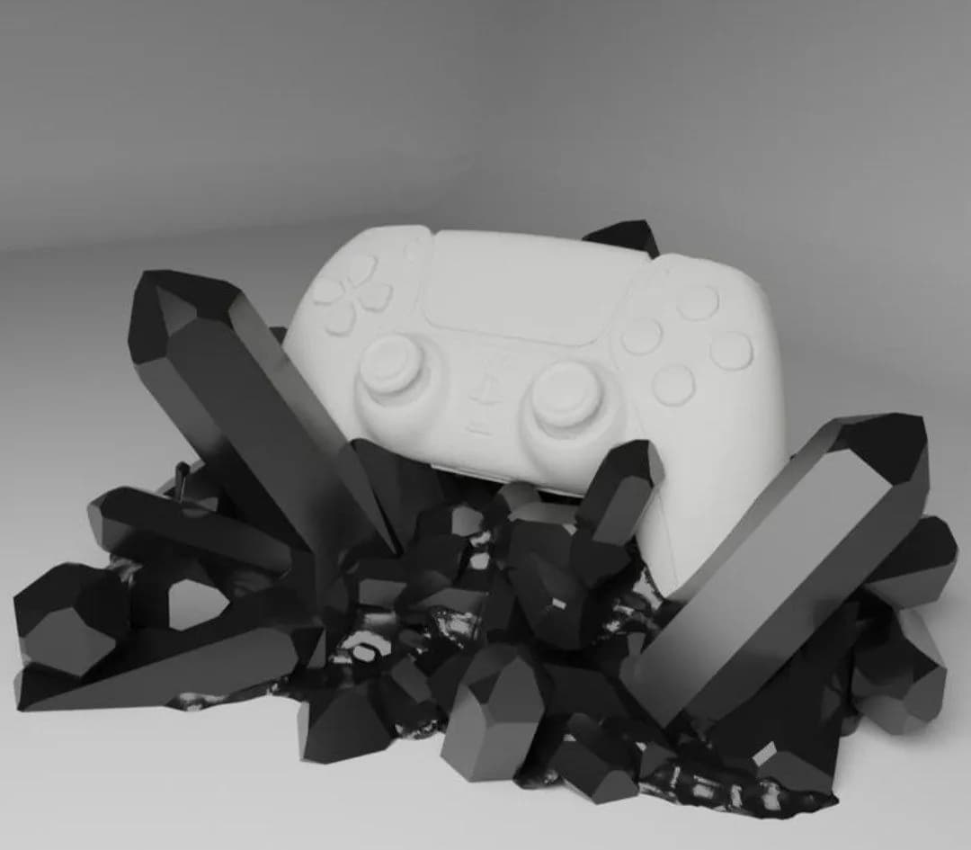 STL - Soporte de Mando con Cristales para PS5 render 1