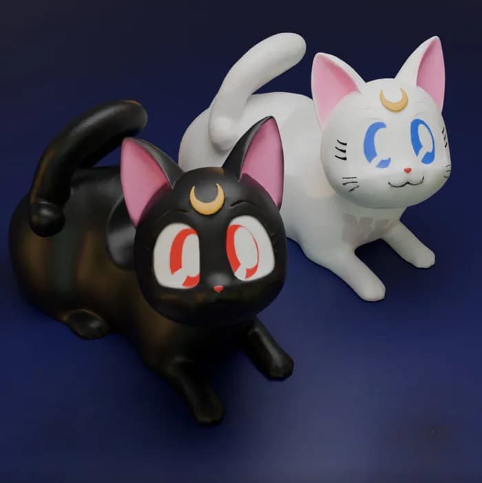 STL - soporte gatito luna stl render 2