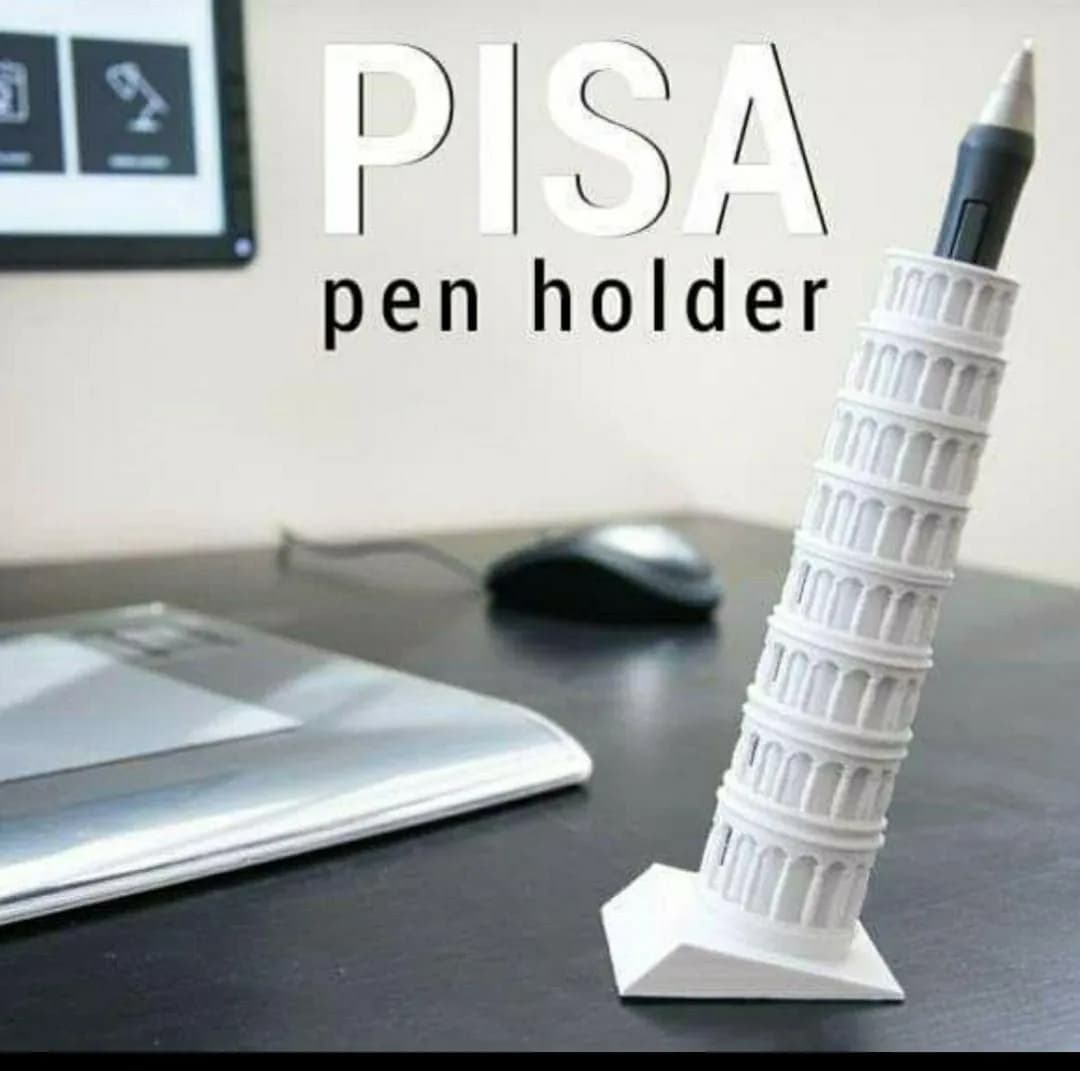 STL - Soporte para bolígrafos Torre de Pisa render 1