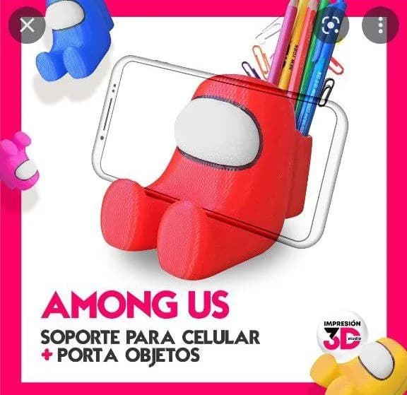 STL - Soporte para celular y porta objetos de Among Us render 1