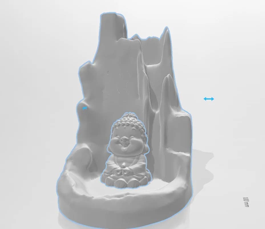 STL - Soporte para incienso con figura de Buda sonriente render 1