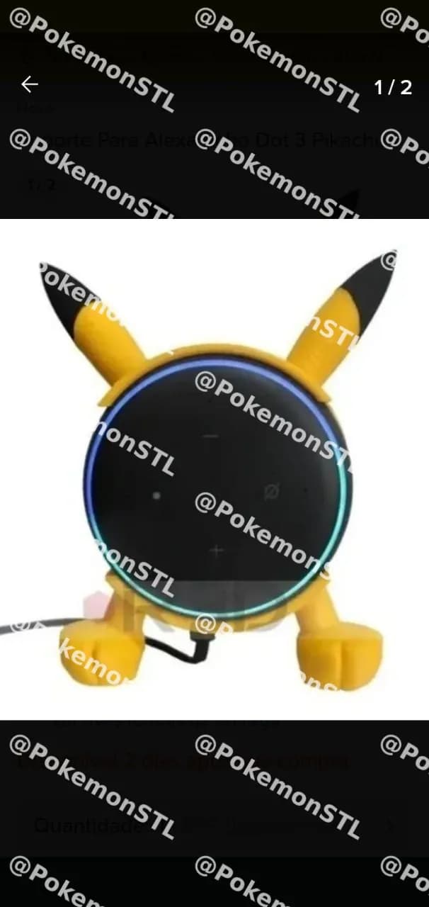 STL - Pikachu Stand for Alexa Echo Dot 3rd Generation
