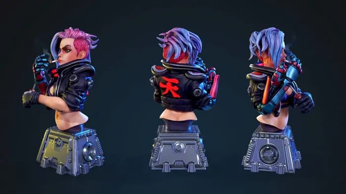 STL - spitfire jen dual version cyberpunk bust supported rar render 3