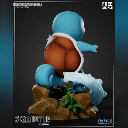 STL - squirtle pokemon render 3