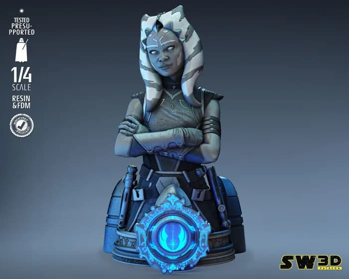 STL - star wars 3d models ahsoka bust 251 35mm (x pose) render 3