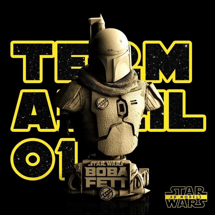 STL - star wars 3d models boba fett bust render 2