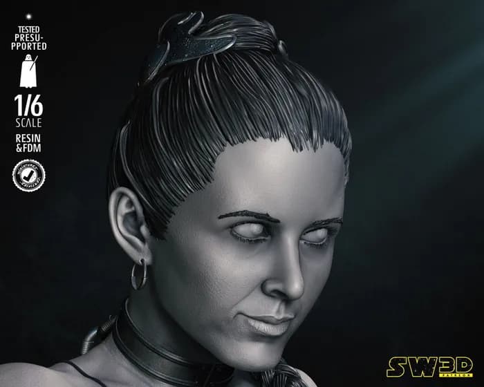 STL - star wars 3d models leia sculpture 160mmx render 3