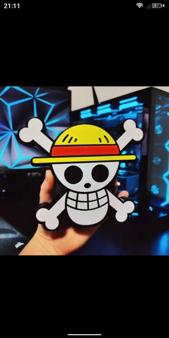 STL - Sticker de la bandera de Luffy de One Piece render 1