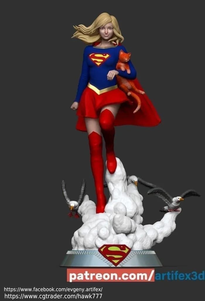 STL - supergirl cat render 1