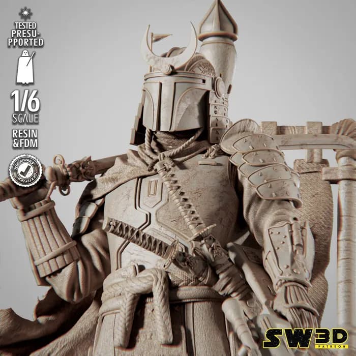 STL - sw3d boba fett samurai sculpture x render 3