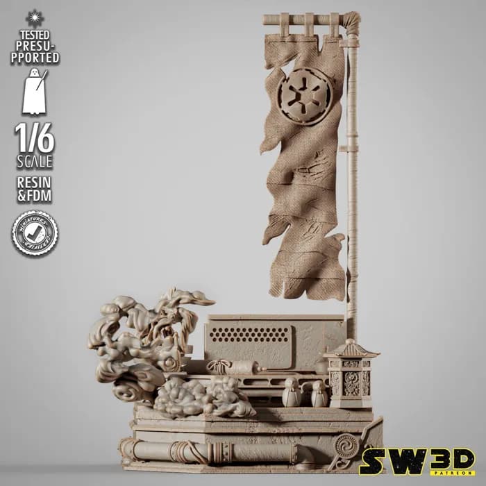 STL - sw3d boba fett samurai sculpture x render 4