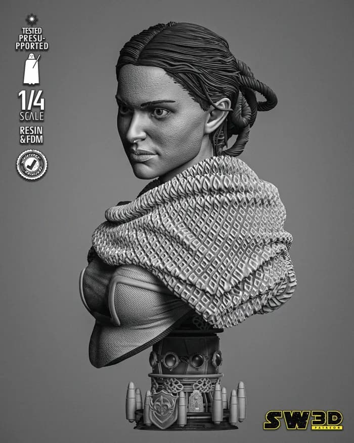 STL - sw3d padme classic portrait bust x render 2