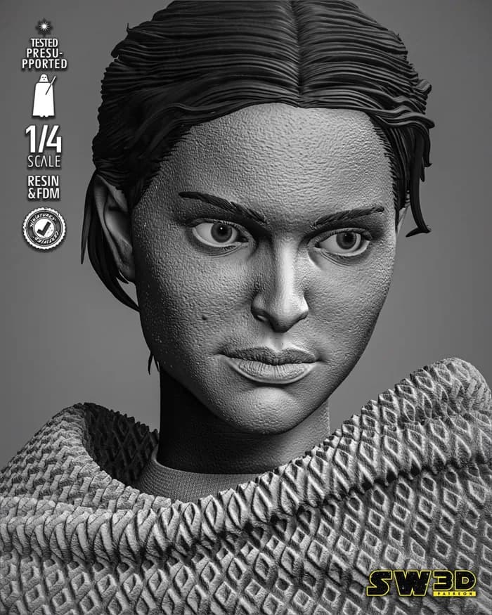 STL - sw3d padme classic portrait bust x render 3