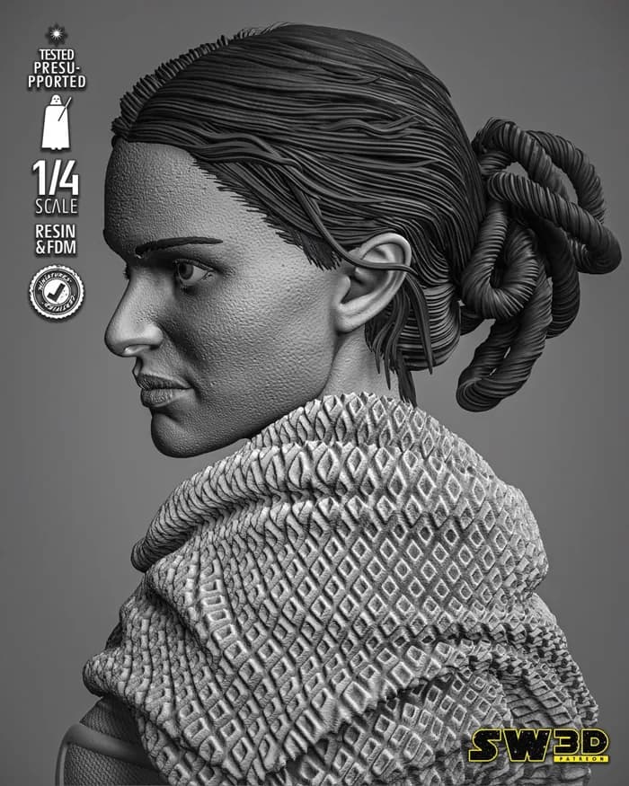 STL - sw3d padme classic portrait bust x render 4