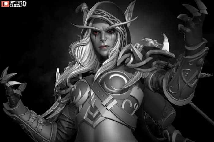 STL - sylvanas windrunner world of warcraft 3d print model render 2