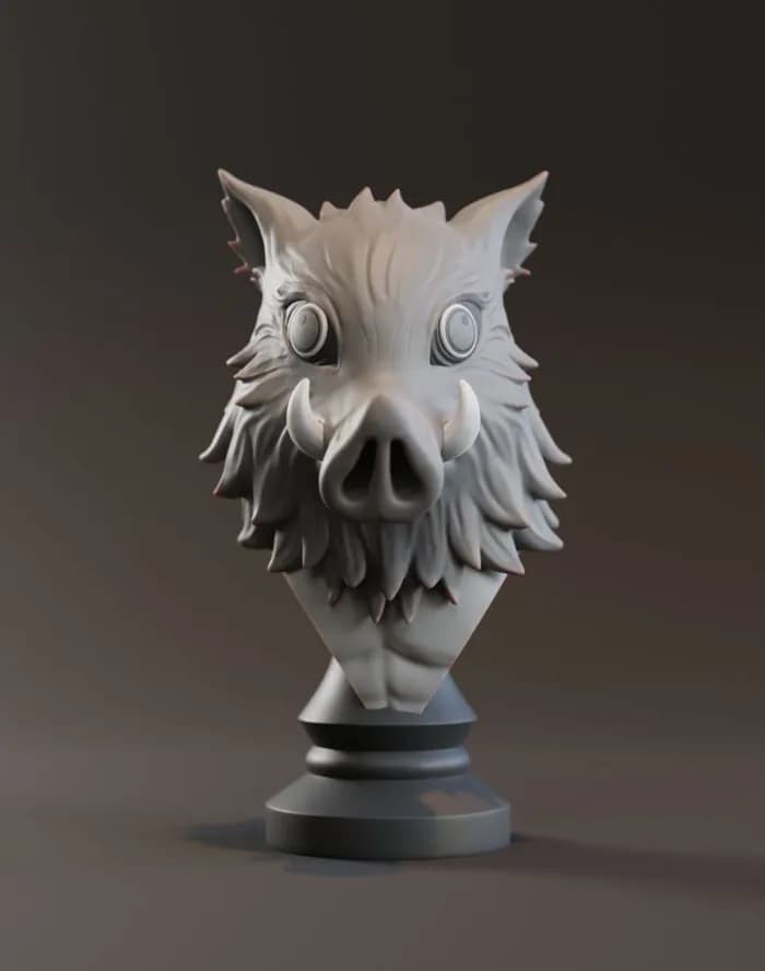 STL - tanjiro v2 and zenitsu v2 and inosuke v2 render 3