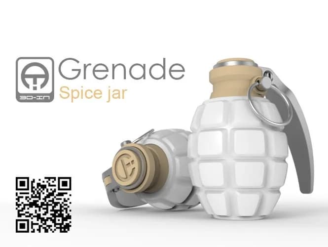 STL - Grenade shaped spice jar