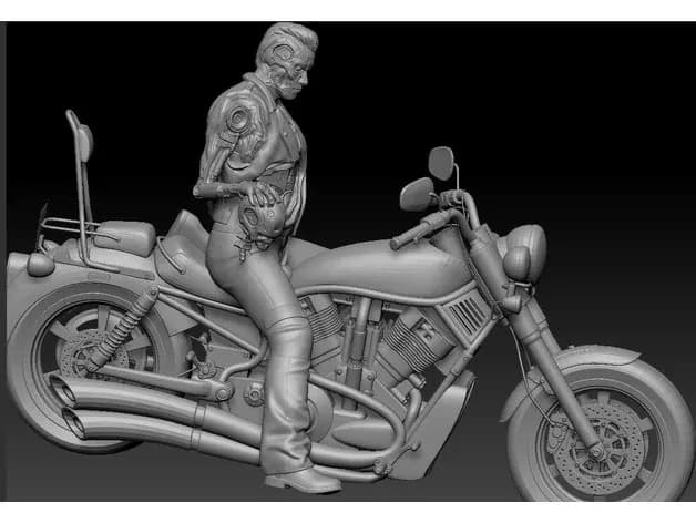 STL - terminator on bike fixed stl render 2