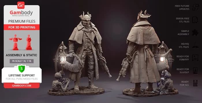 STL - the hunter 3d printing figurine render 2