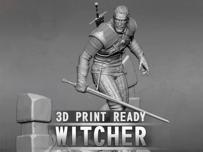 STL - the witcher 3d print model render 2