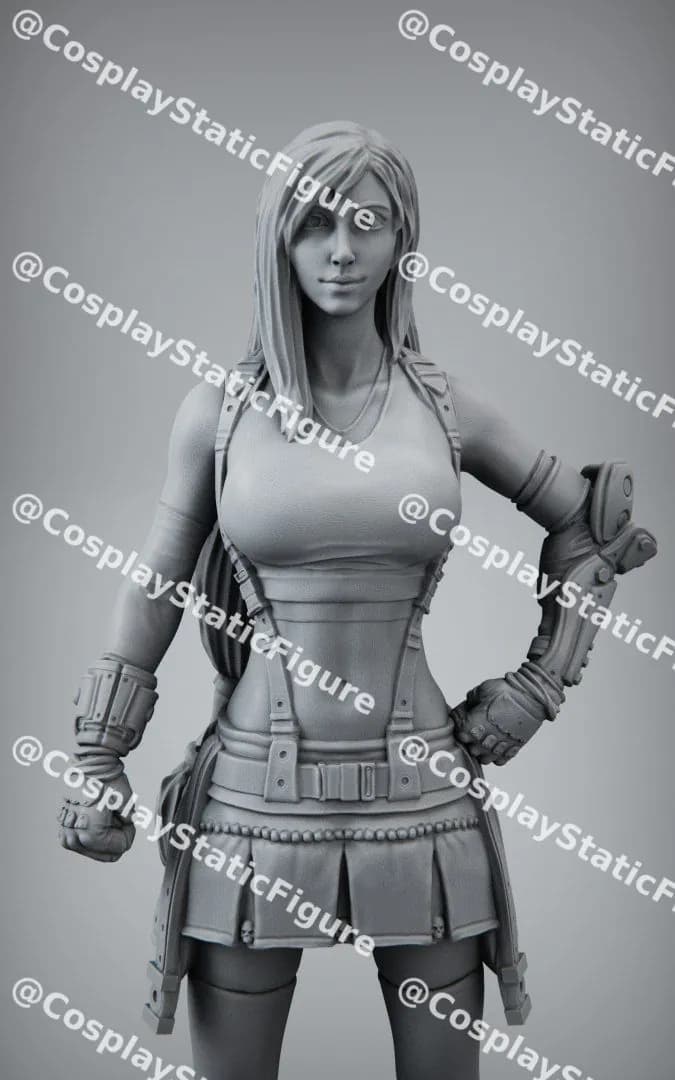 STL - tifa lockhart final fantasy 7 remake 32cm model render 1