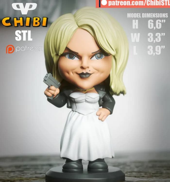 STL - tiffany valentine bride of chucky chibi render 1