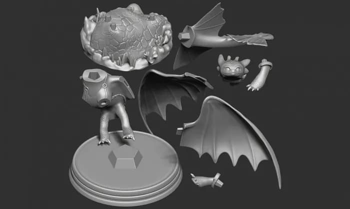 STL - toothless fanart render 3