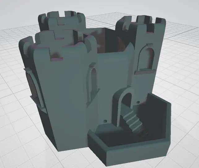 STL - Torre de castillo con arquitectura medieval render 1