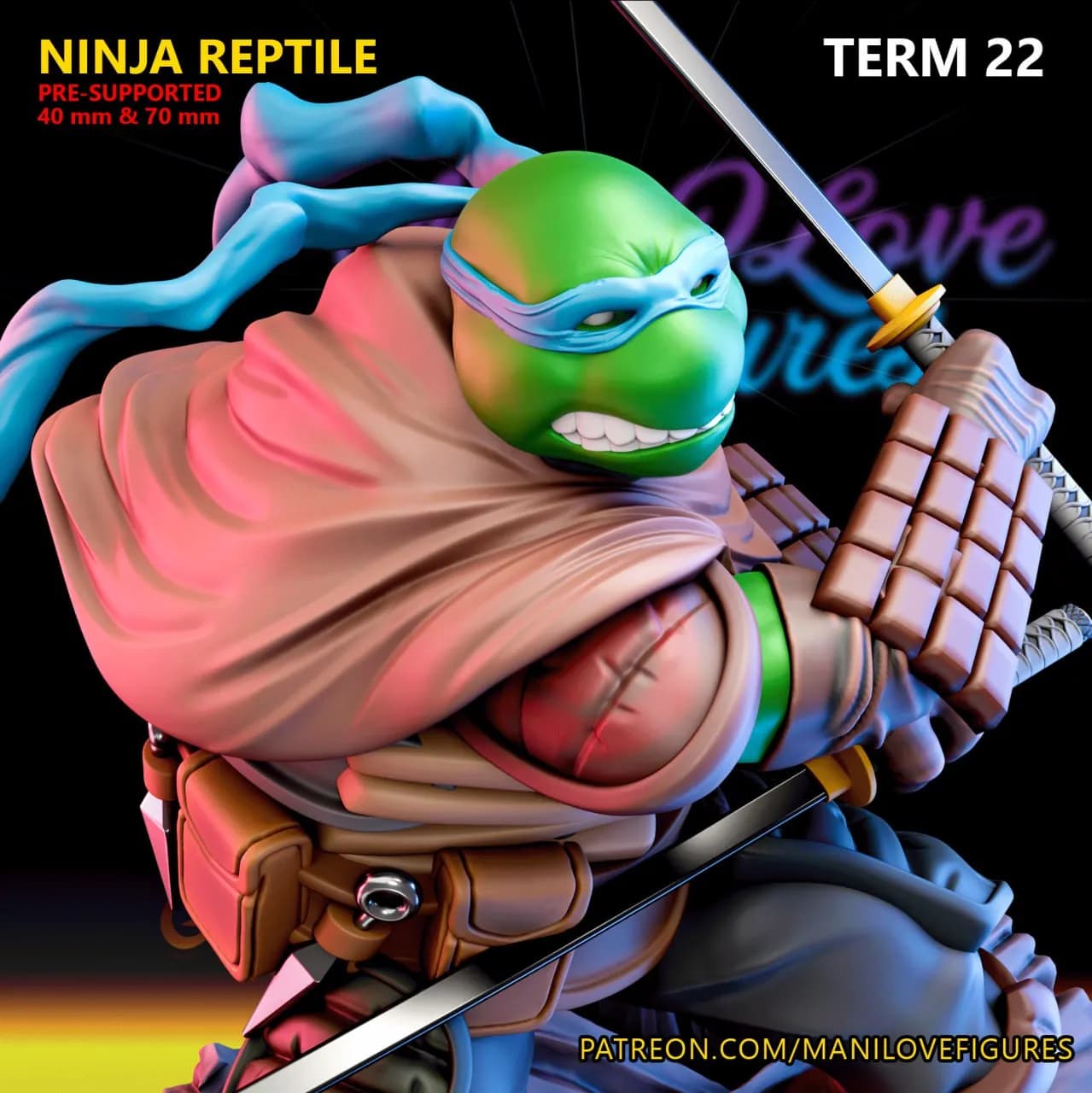 STL - Tortuga Ninja Leonardo render 3