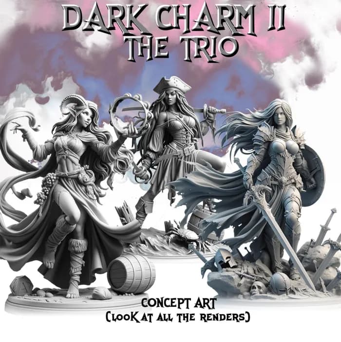 STL - Trío de encanto oscuro: Paladín, Pirata y Tiefling
