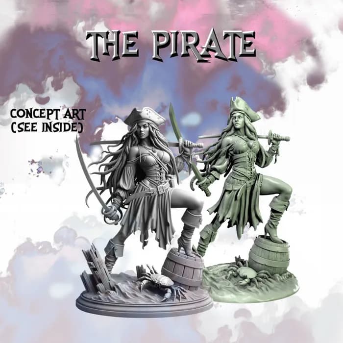STL - Trío de encanto oscuro: Paladín, Pirata y Tiefling render 3