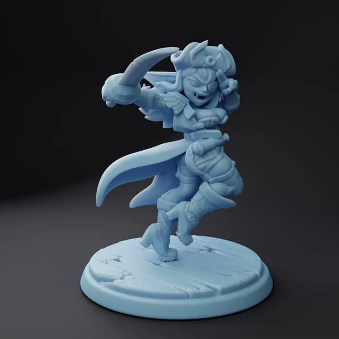 STL - twin goddess miniatures bonnie quarkstealer goblin space pirate render 1