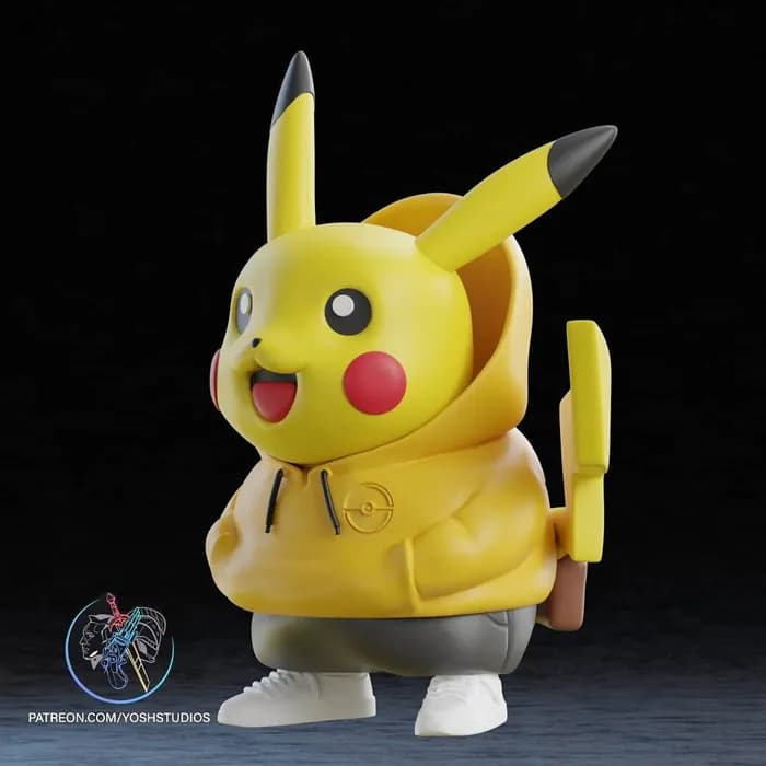 STL - urban pikachu 4 & 6 inches render 2
