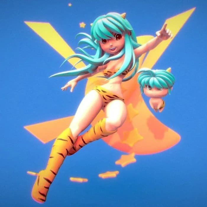 STL - urusei yatsura lamu and jariten by zhed titus stl render 1