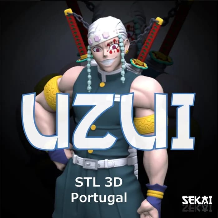STL - uzui sculpture demon slayer with pre supports 3 in 1 sekai 3d models