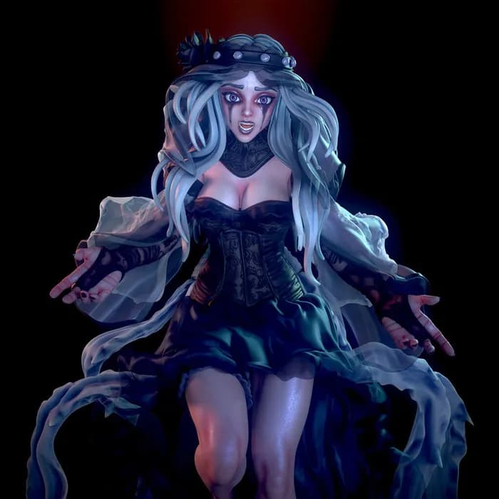 STL - valeria and marina double sided figure of la llorona render 2