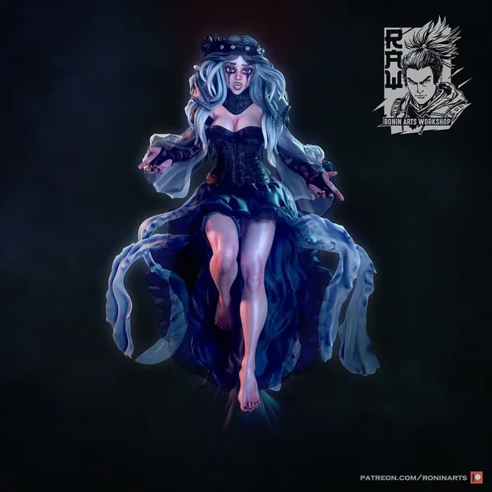 STL - valeria and marina double sided figure of la llorona render 3